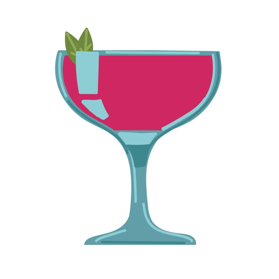 Valentijn s dag cocktail met aardbeien. glas icoon. vector illustratie.