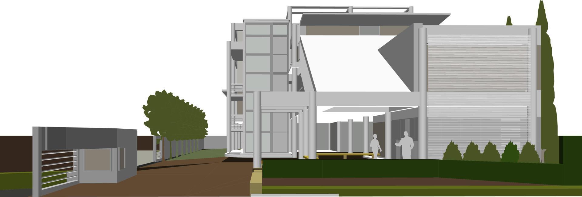 3d illustratie van gebouw project vector