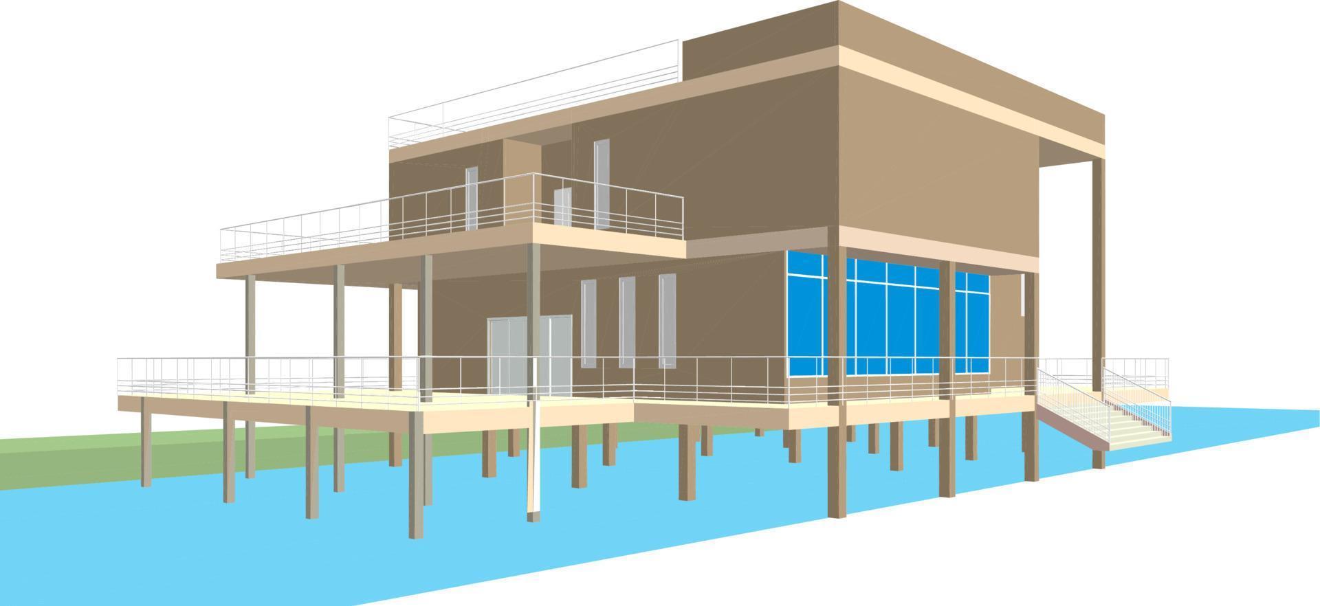 3d illustratie van gebouw project vector