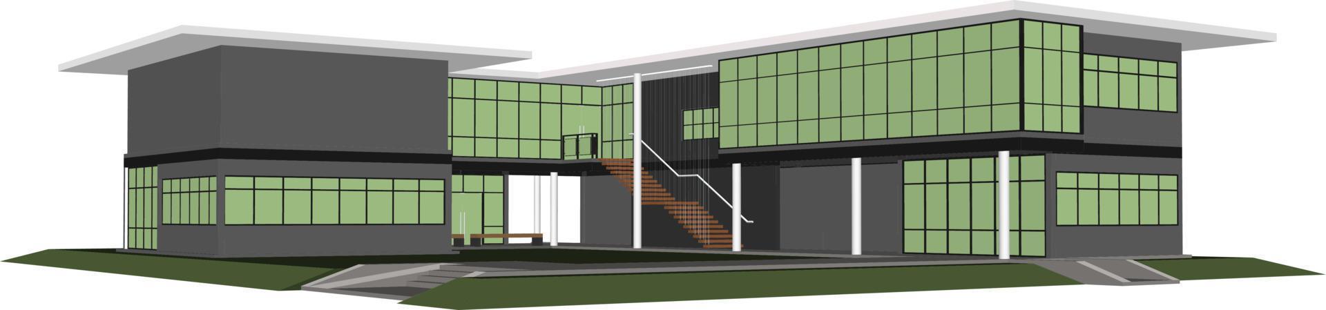 3d illustratie van gebouw project vector