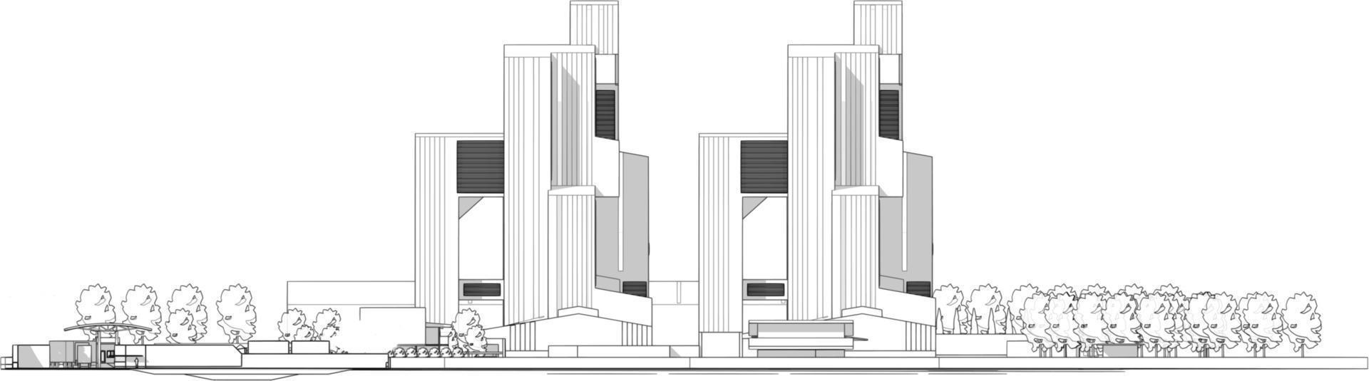 3d illustratie van gebouw project vector