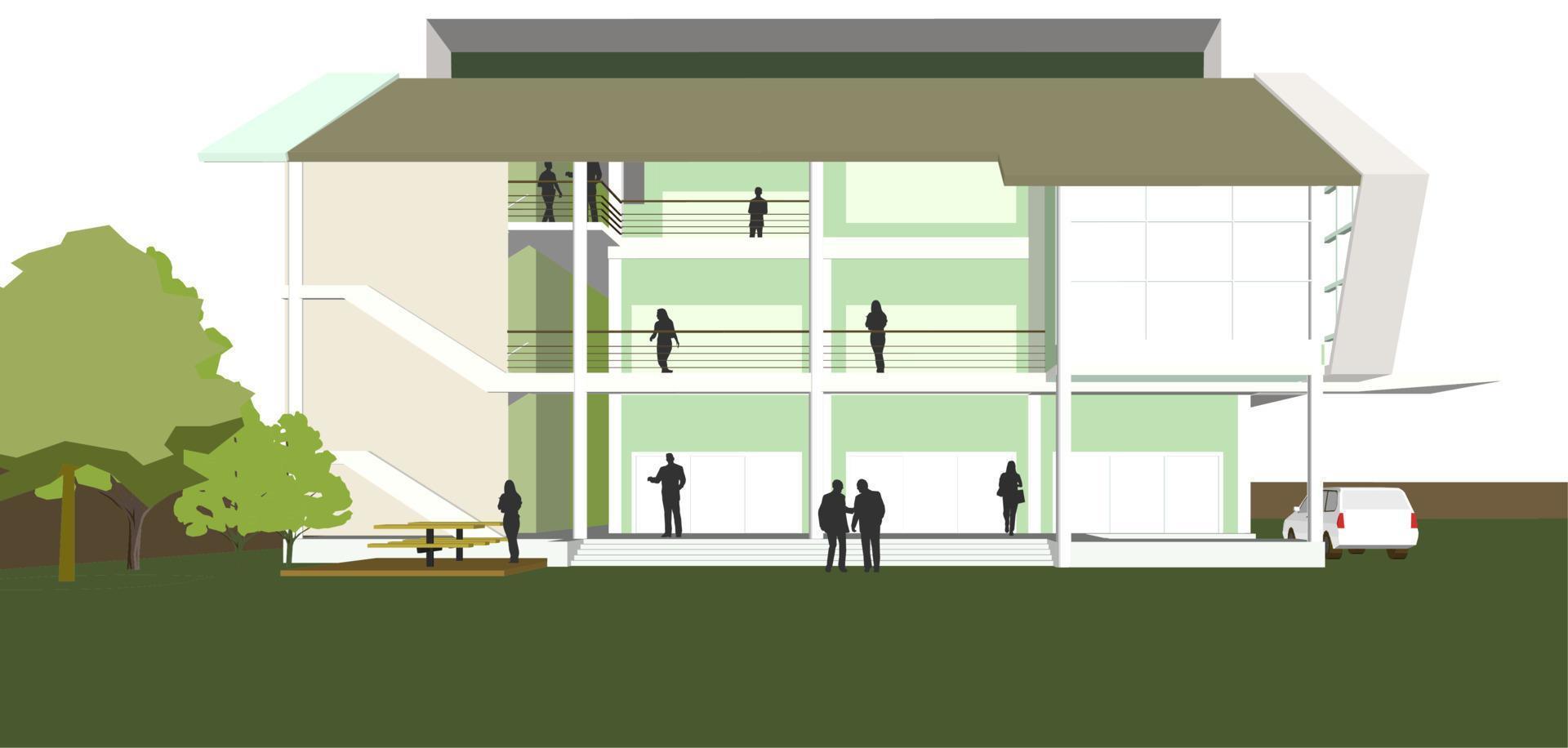 3d illustratie van gebouw project vector