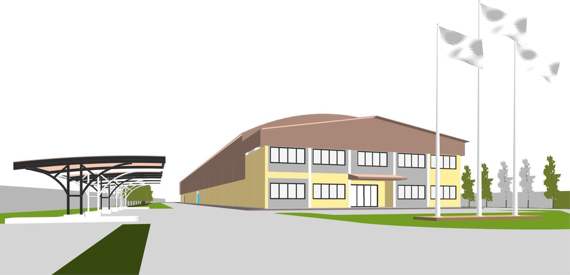 3d illustratie van gebouw project vector