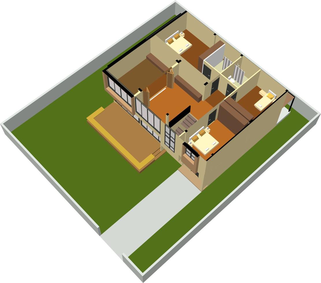 3d illustratie van gebouw project vector