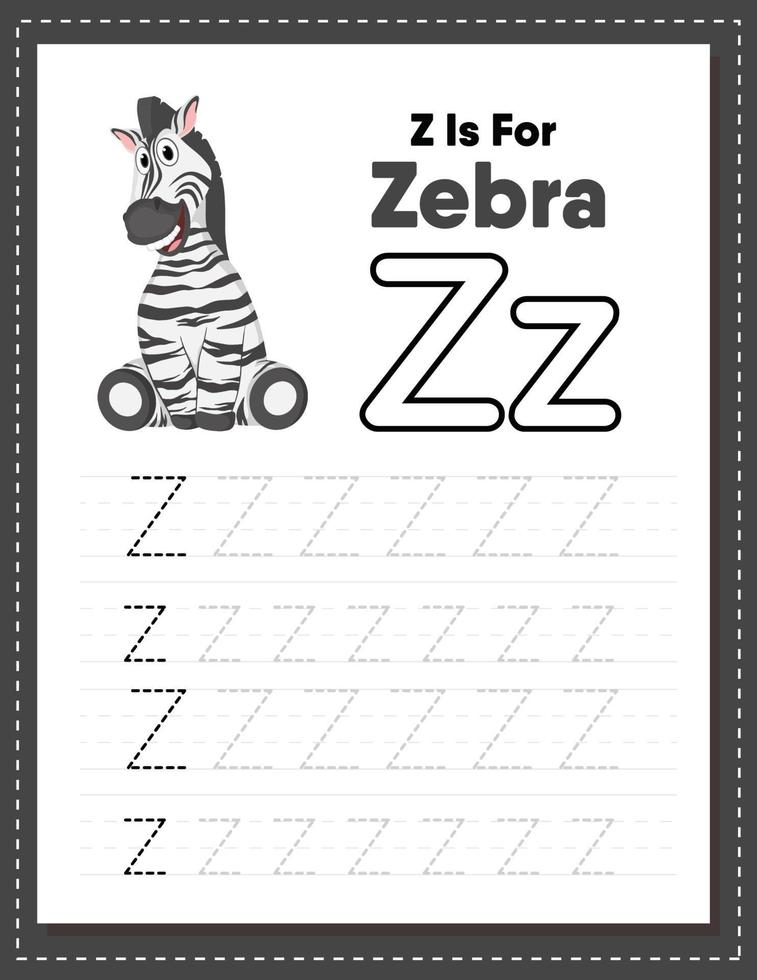 alfabet overtrekken werkblad met letter z en z vector