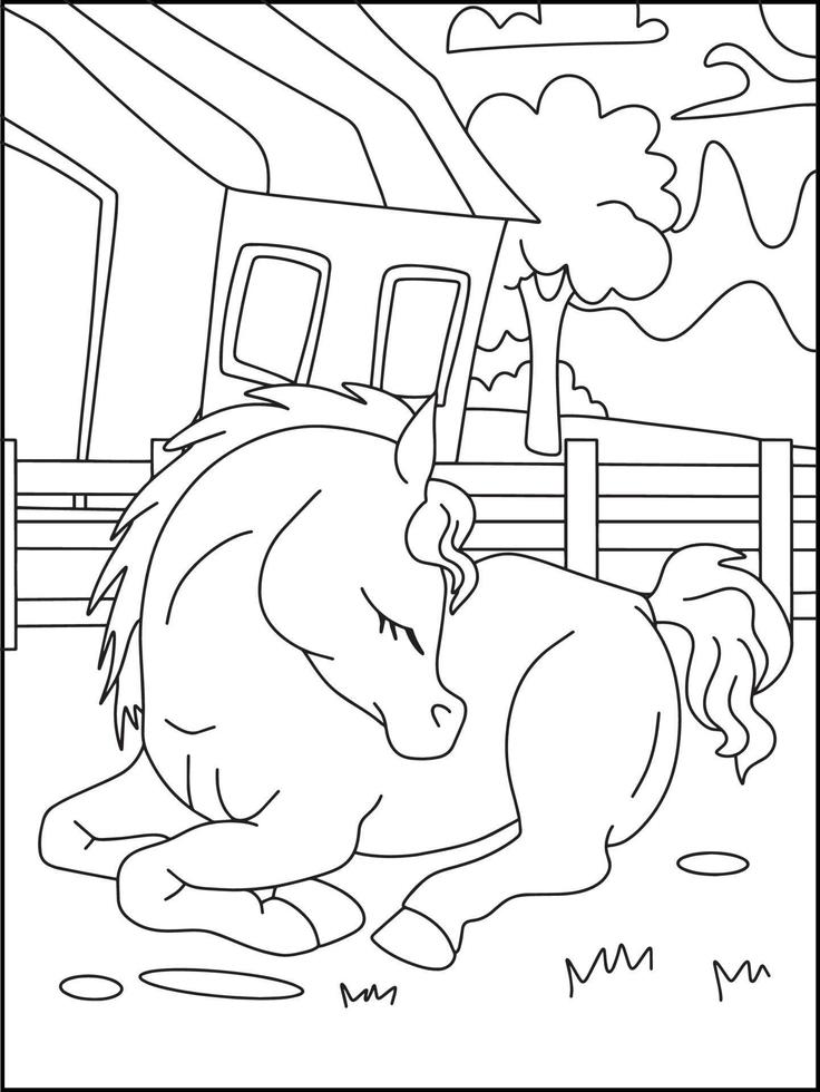 paard kleur Pagina's voor kinderen - kleur boek vector