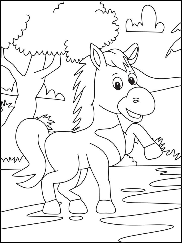 paard kleur Pagina's voor kinderen - kleur boek vector