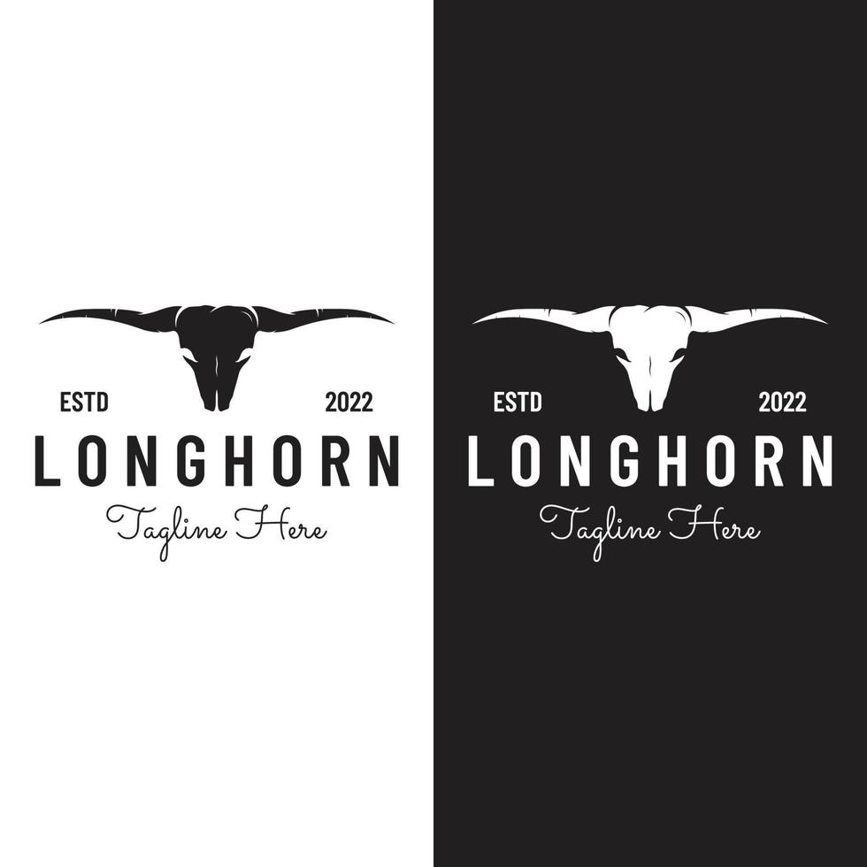 Longhorn stier, koe en buffel wijnoogst logo sjabloon. voor insignes, restaurant, bedrijf. vector