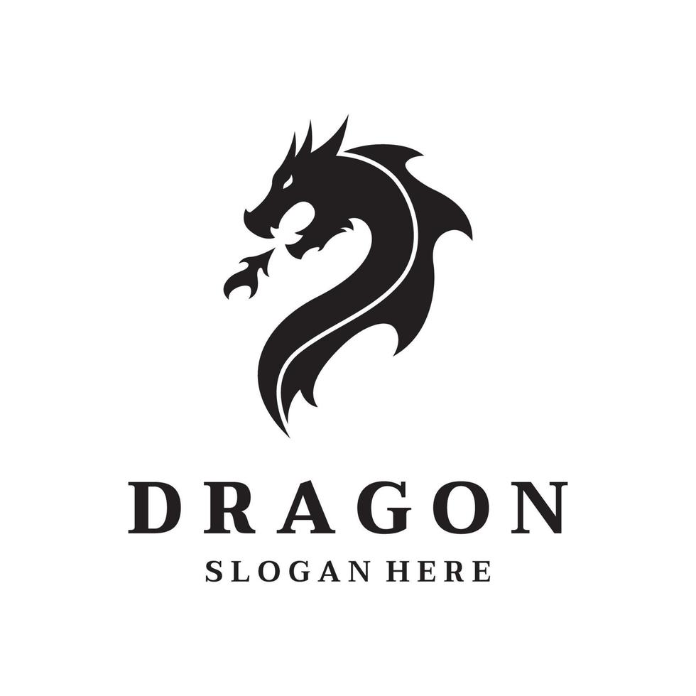 logo sjabloon van brand draak hoofd en Vleugels geïsoleerd achtergrond. vector