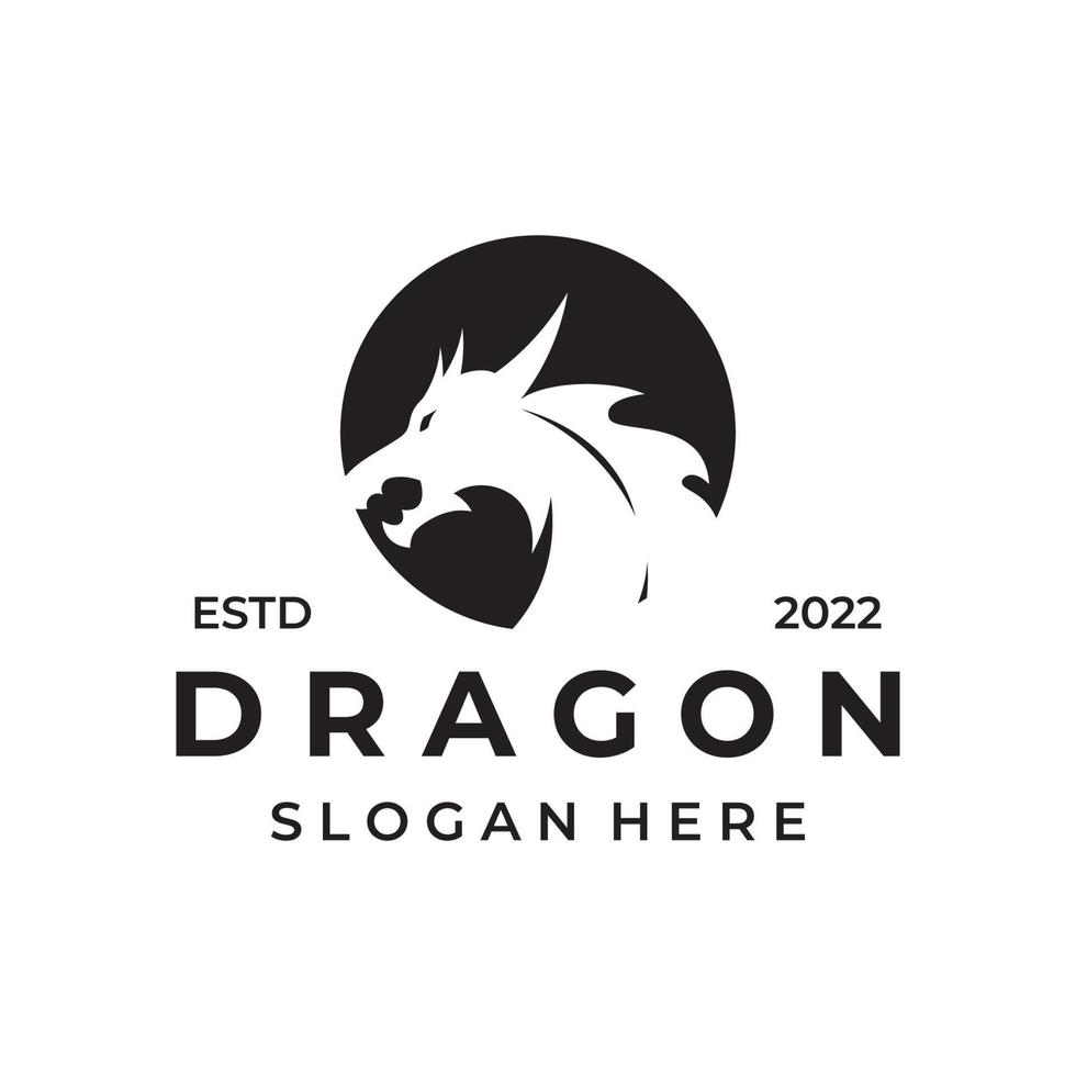 logo sjabloon van brand draak hoofd en Vleugels geïsoleerd achtergrond. vector