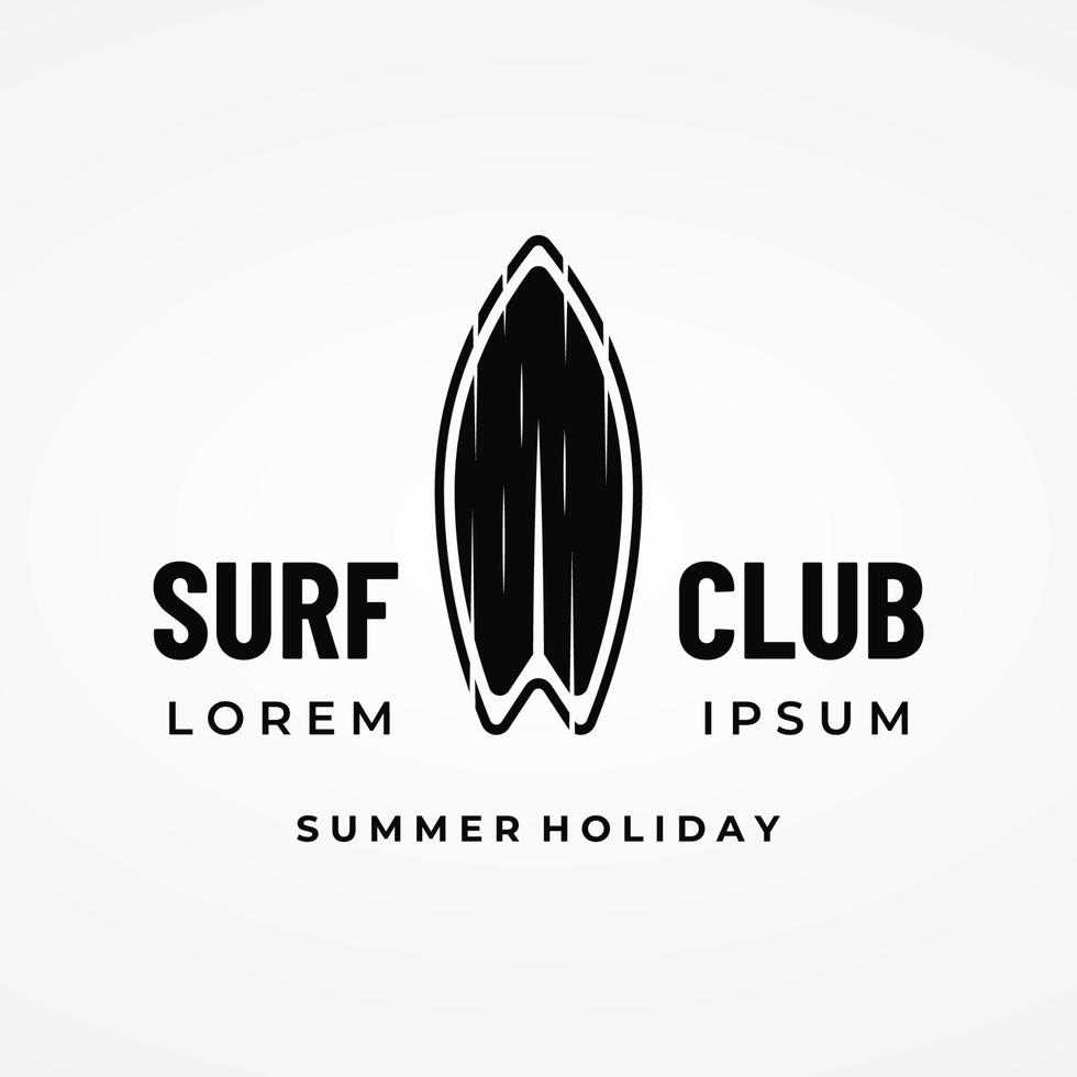 wijnoogst surfboard logo sjabloon, surfen Aan een zomer strand.voor zakelijk, badge, vakantie, , etiket, embleem. vector