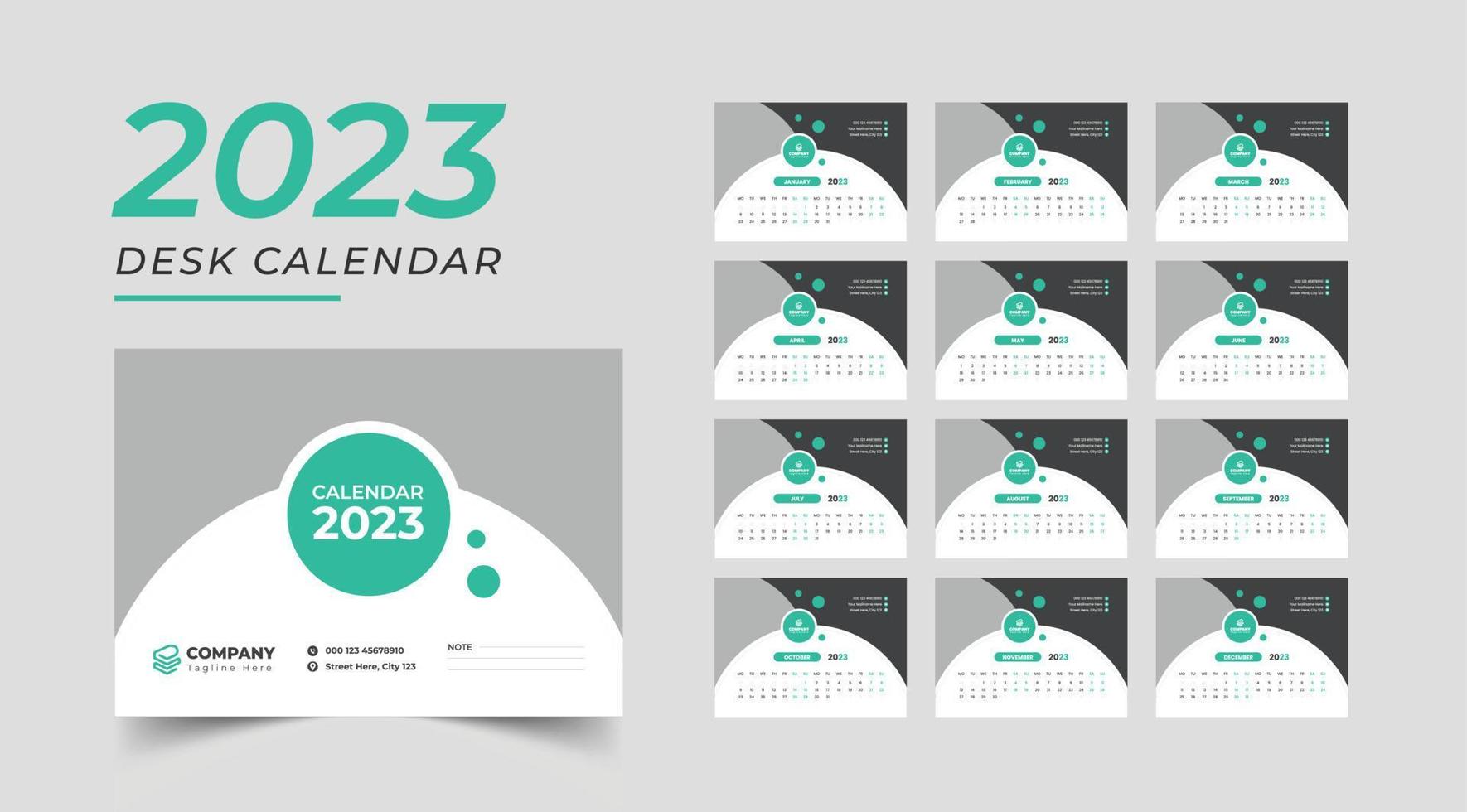 modern bureau kalender 2023, reeks bureau kalender 2023 sjabloon creatief ontwerp vector