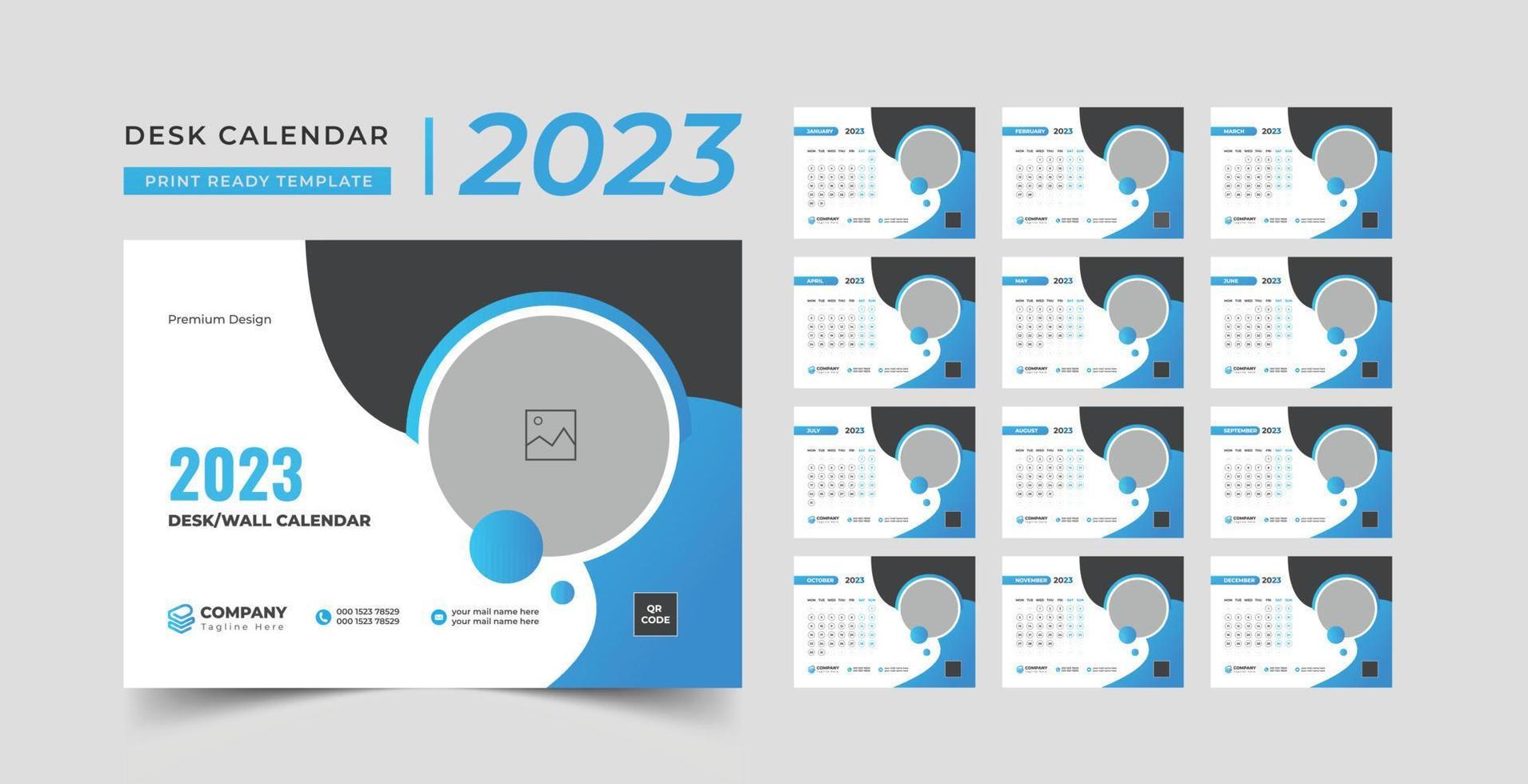 rood bureau kalender 2023, sjabloon voor jaar- kalender 2023, 12 maanden inbegrepen vector