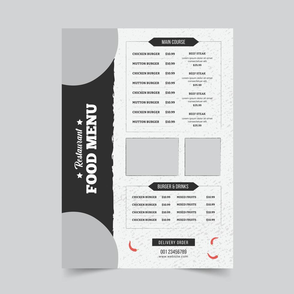 minimaal voedsel menu sjabloon, restaurant menu ontwerp sjabloon vector