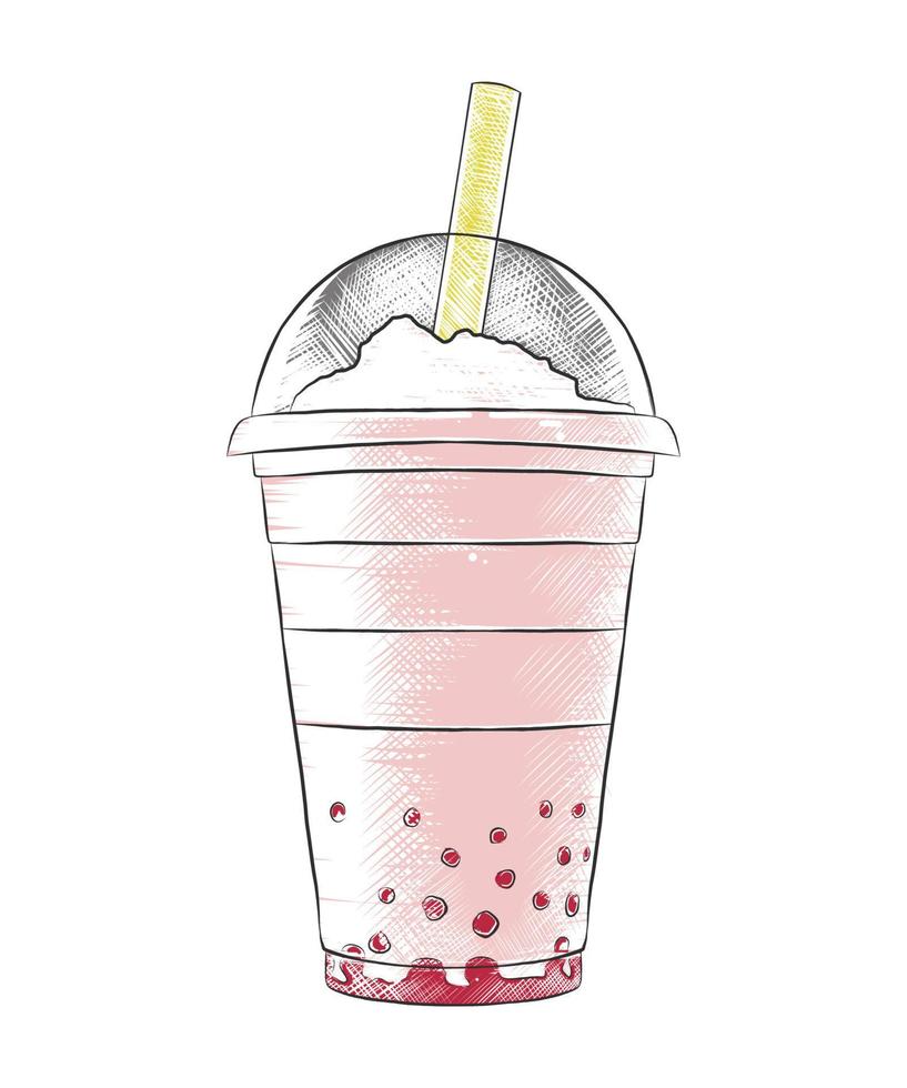 vector gegraveerde stijl illustratie voor affiches, decoratie, menu, logo en afdrukken. hand- getrokken schetsen van zomer milkshake, kleurrijk geïsoleerd Aan wit achtergrond. gedetailleerd wijnoogst houtsnede stijl