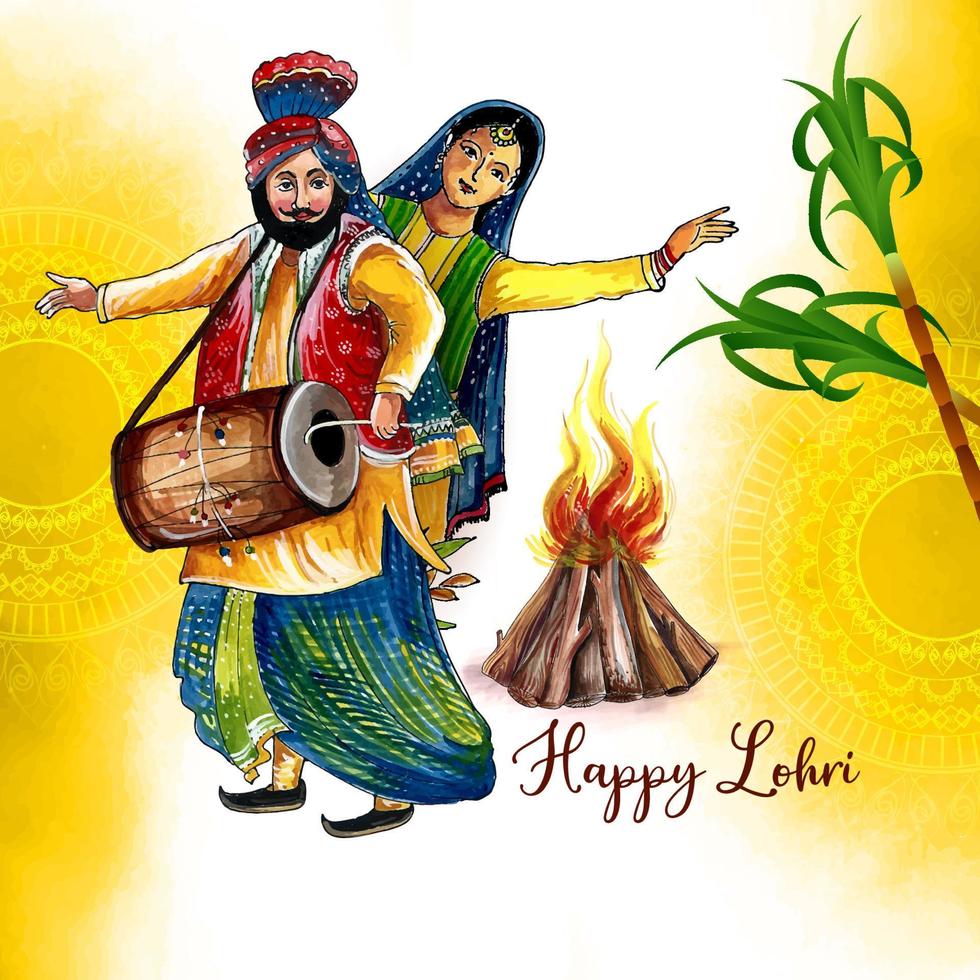 gelukkig lohri Indisch cultureel festival achtergrond ontwerp vector