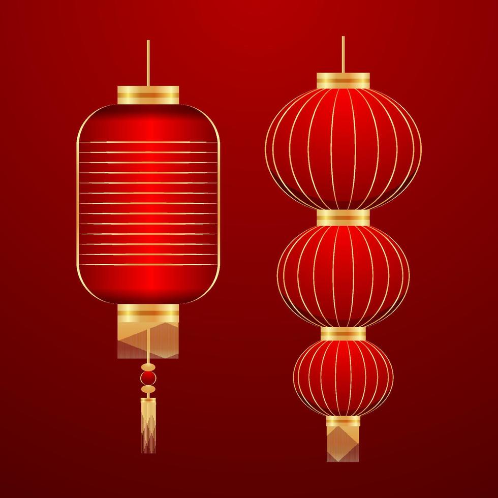 Chinese ornament vector set, oosters lantaarn lamp sjabloon ontwerp element, Chinese nieuw jaar