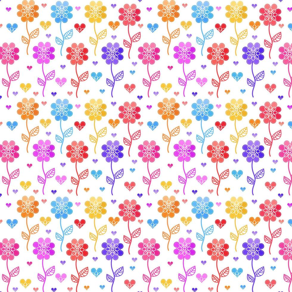 patroon met roze bloemen en harten en klein dots geïsoleerd Aan roze. kinderachtig achtergrond vector