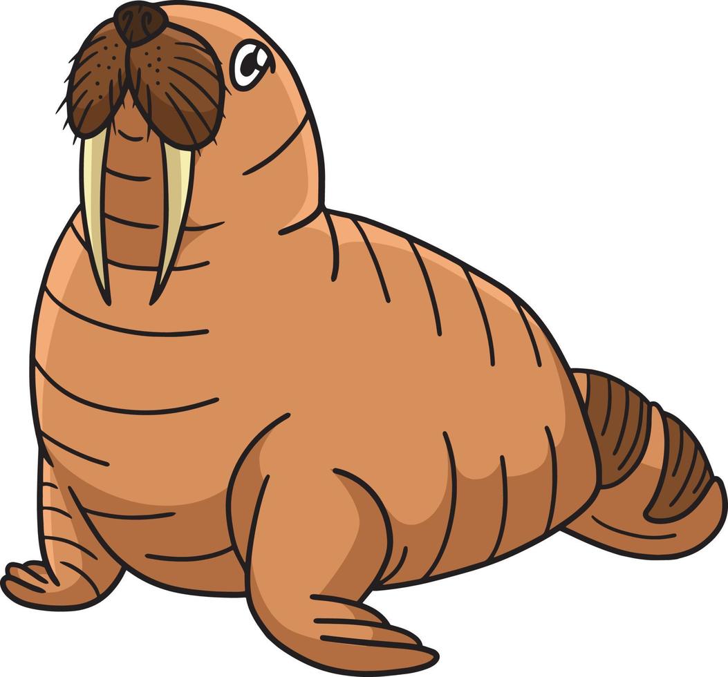 walrus marinier dier tekenfilm gekleurde clip art vector