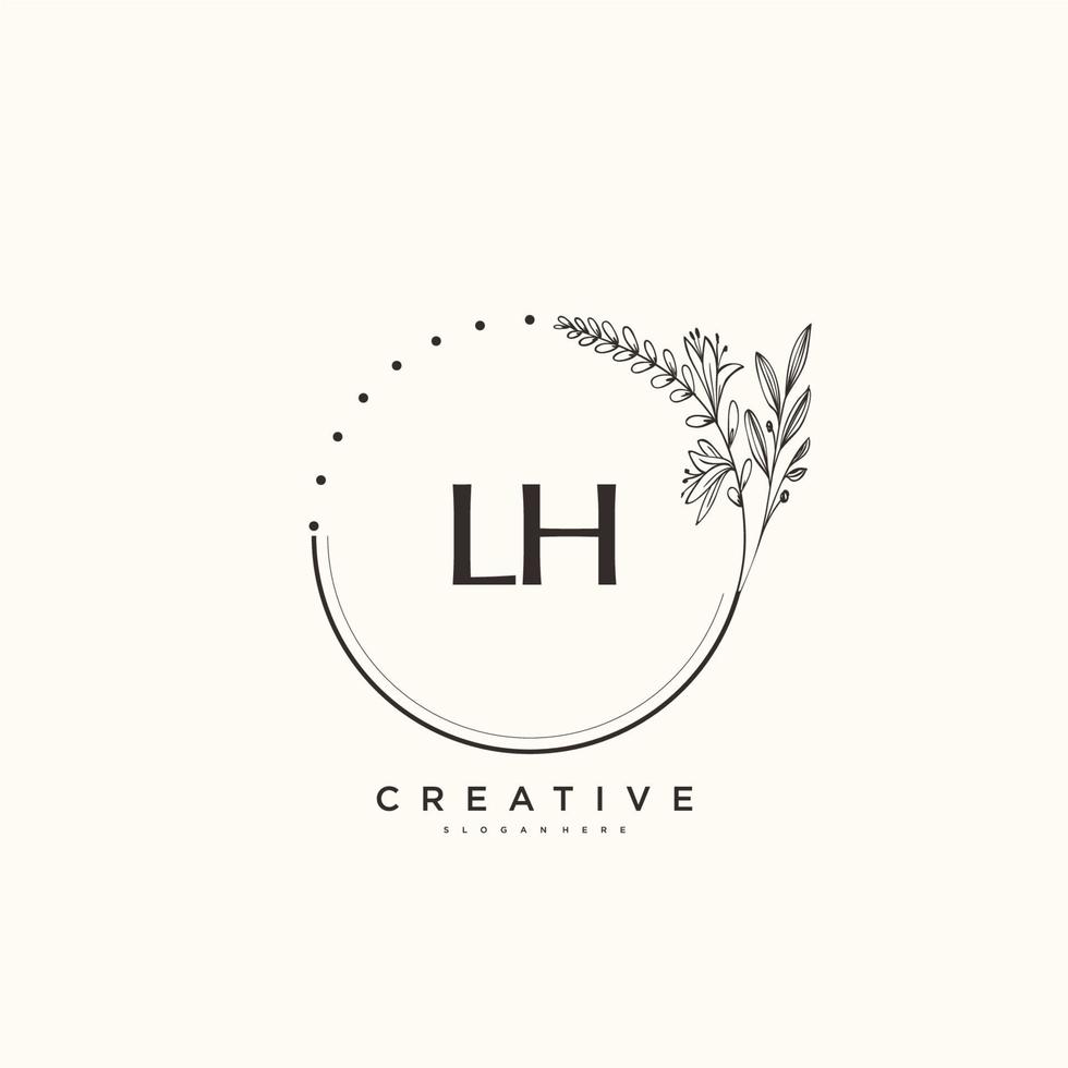 lh schoonheid vector eerste logo kunst, handschrift logo van eerste handtekening, bruiloft, mode, juwelen, boetiek, bloemen en botanisch met creatief sjabloon voor ieder bedrijf of bedrijf.