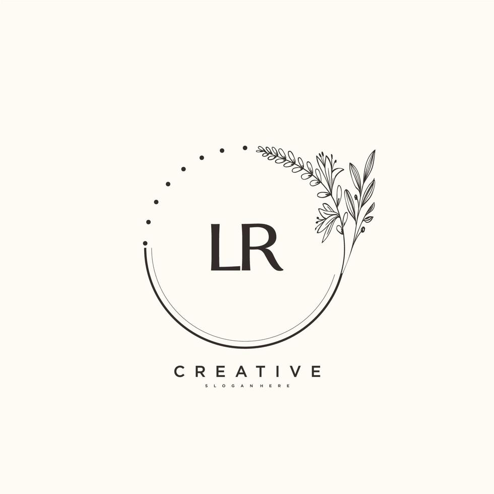 lr schoonheid vector eerste logo kunst, handschrift logo van eerste handtekening, bruiloft, mode, juwelen, boetiek, bloemen en botanisch met creatief sjabloon voor ieder bedrijf of bedrijf.