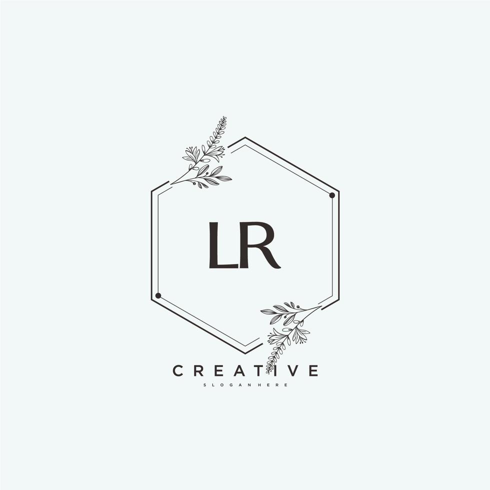 lr schoonheid vector eerste logo kunst, handschrift logo van eerste handtekening, bruiloft, mode, juwelen, boetiek, bloemen en botanisch met creatief sjabloon voor ieder bedrijf of bedrijf.