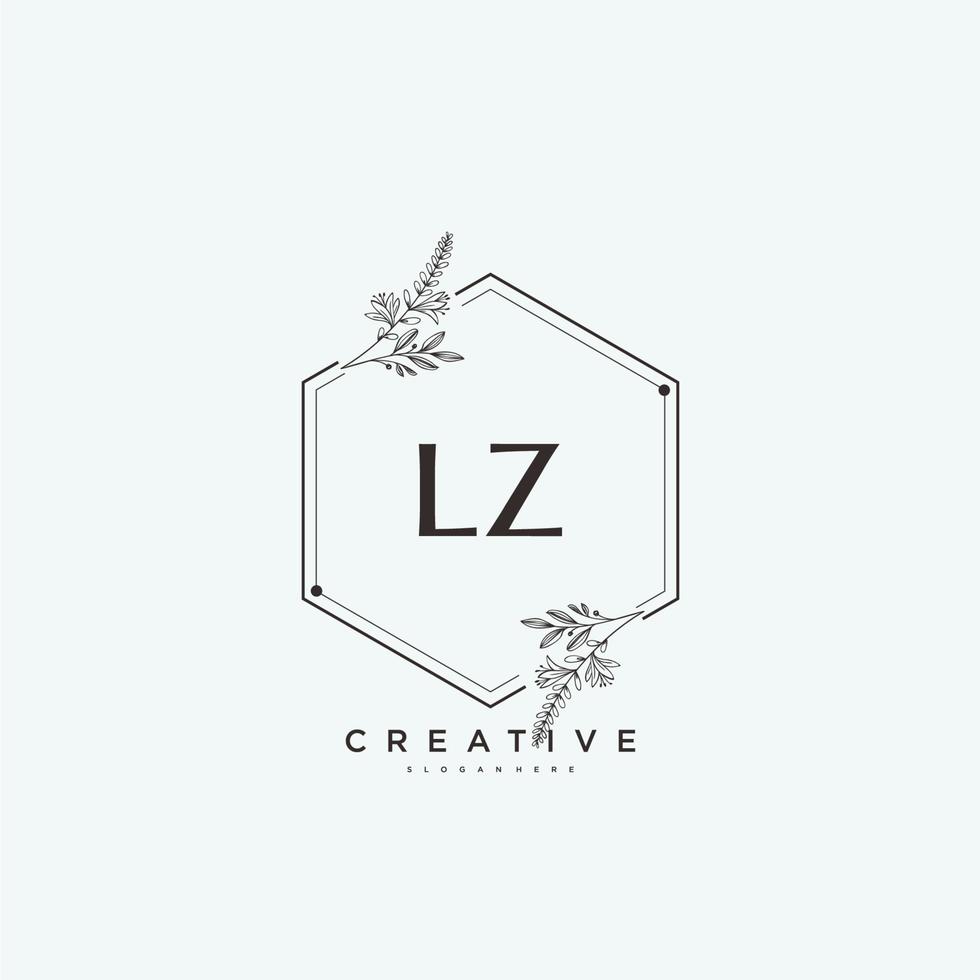 lz schoonheid vector eerste logo kunst, handschrift logo van eerste handtekening, bruiloft, mode, juwelen, boetiek, bloemen en botanisch met creatief sjabloon voor ieder bedrijf of bedrijf.