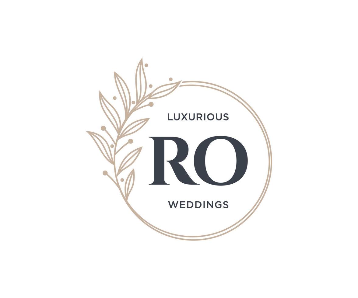 ro initialen brief bruiloft monogram logos sjabloon, hand- getrokken modern minimalistisch en bloemen Sjablonen voor uitnodiging kaarten, opslaan de datum, elegant identiteit. vector