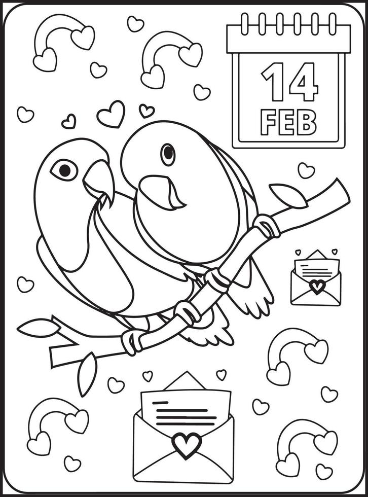 Valentijnsdag dag kleur Pagina's voor kinderen vector