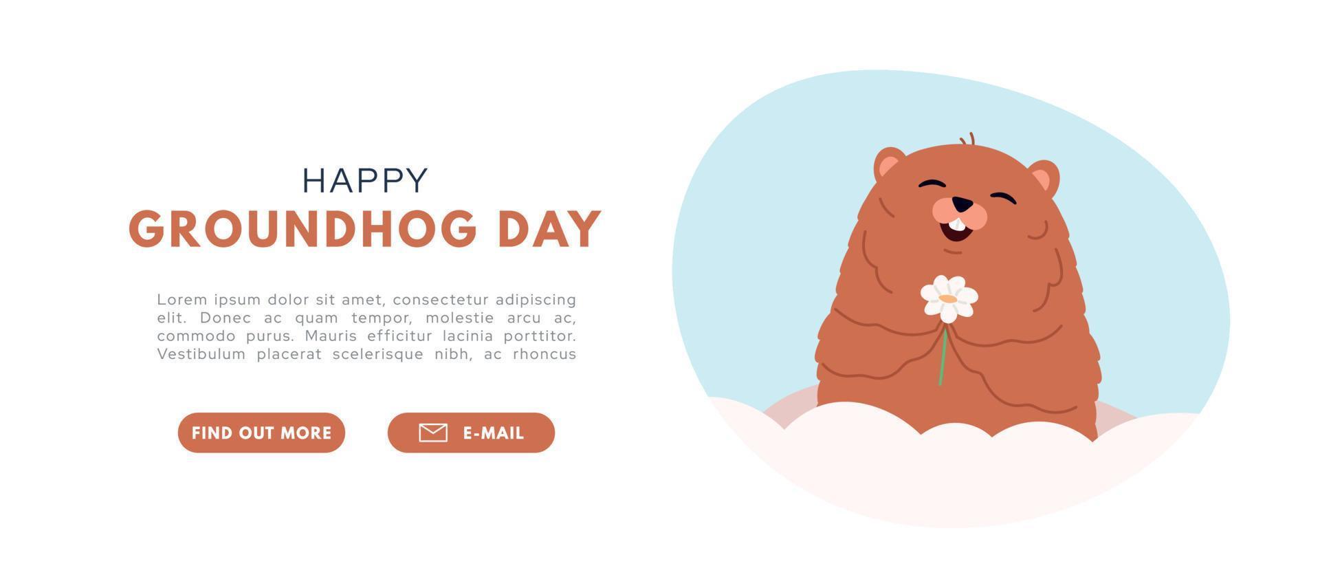 groundhogs spandoek. gelukkig groundhog dag. marmot of bever wild dier kom tot rust. vlak vector illustratie