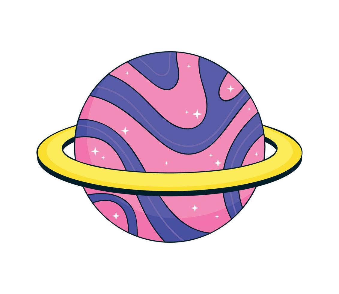 Saturnus planeet psychedelisch stijl vector