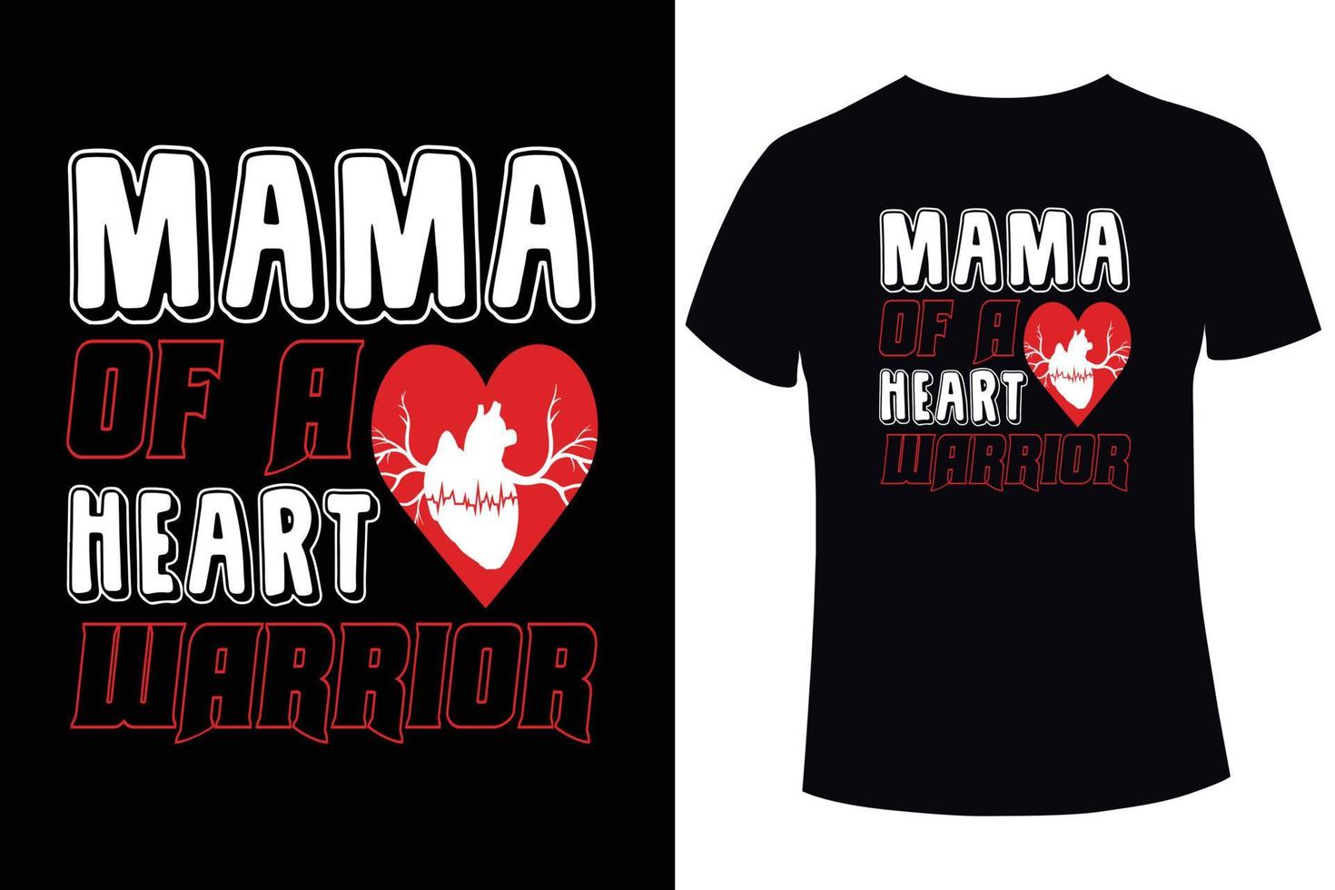 mama van een hart strijder, hart ziekte bewustzijn t-shirt ontwerp sjabloon vector