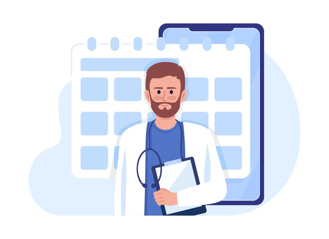 maken afspraak met dokter vlak concept vector illustratie. het roosteren op bezoek komen. bewerkbare 2d tekenfilm tekens Aan wit voor web ontwerp. creatief idee voor website, mobiel, presentatie