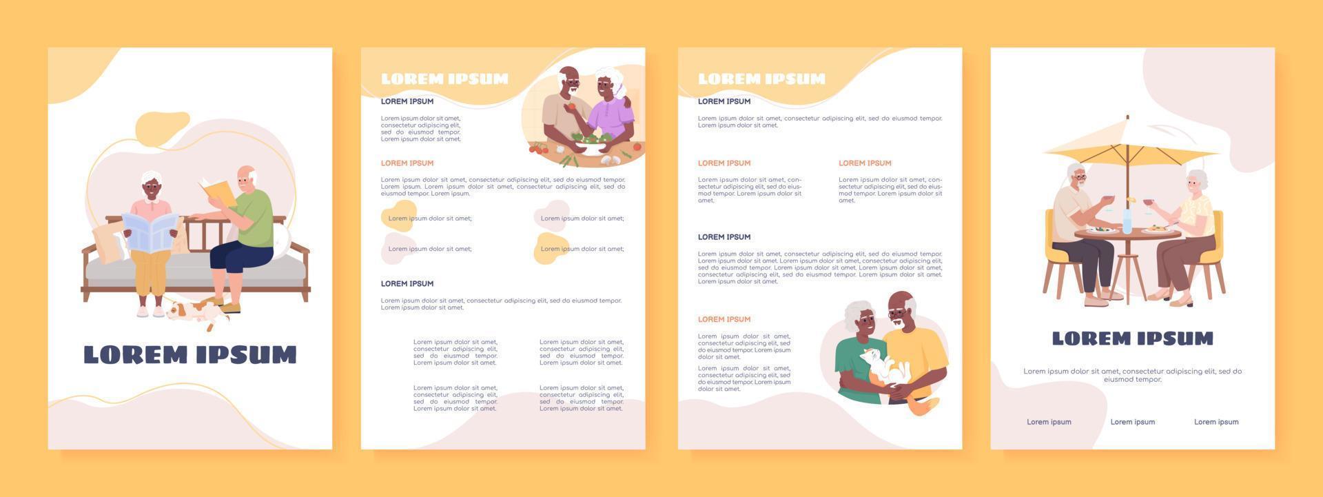 ouder paar vlak vector brochure sjabloon. boekje, brochure afdrukbare vlak kleur ontwerpen. bewerkbare tijdschrift bladzijde, rapporten uitrusting met tekst ruimte