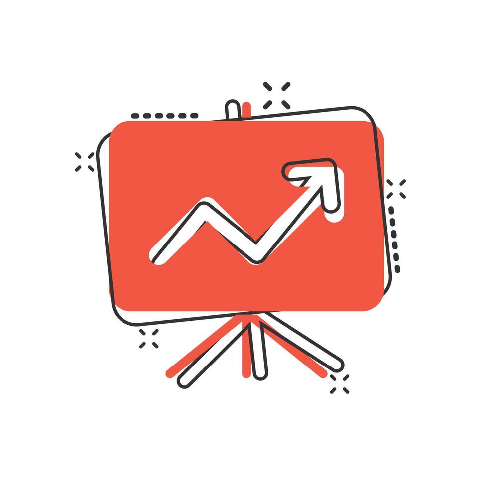 groei diagram icoon in grappig stijl. financiën tabel tekenfilm vector illustratie Aan wit geïsoleerd achtergrond. pijl omhoog plons effect bedrijf concept.