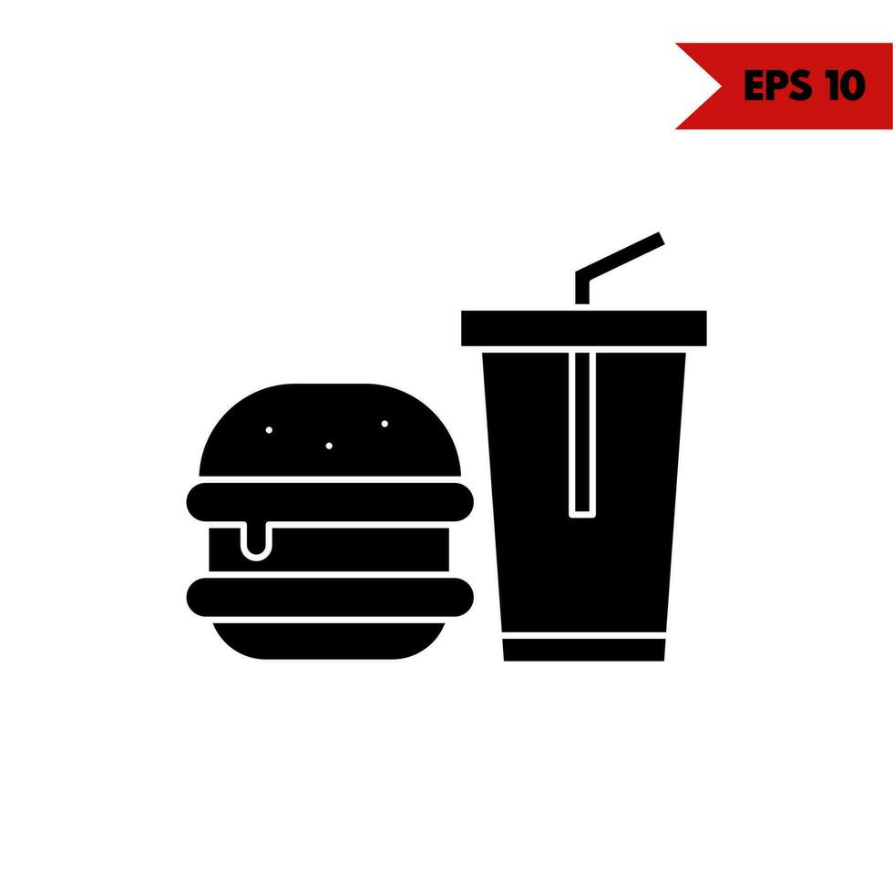 illustratie van hamburger en drinken glyph icoon vector