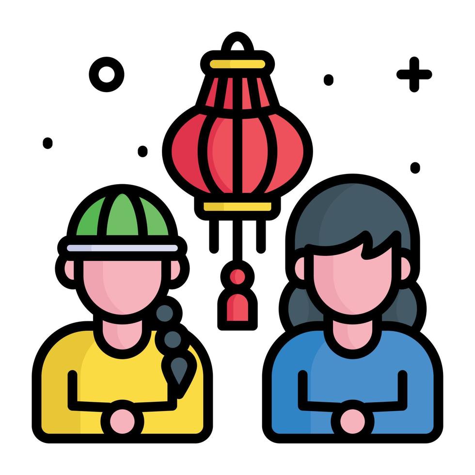 Chinese mensen avatar met lantaarn aanduiding Chinese nieuw jaar vector