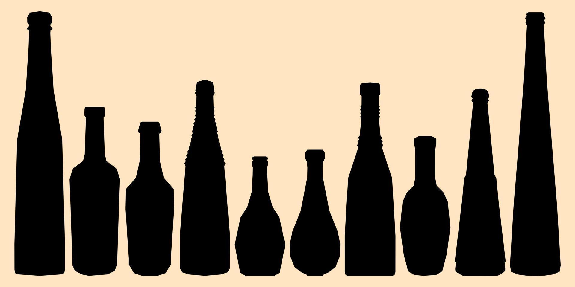 vorm van silhouet van fles voor alcohol, bier, kwas, wateren. schets van een houder voor opslaan vloeistof vector