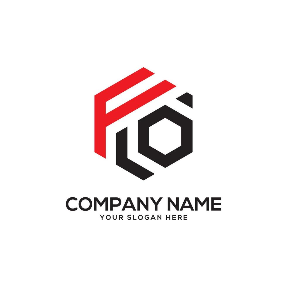 monogram voor eerste brief logo inspiratie, f en O combinatie logo vector met zeshoekig idee