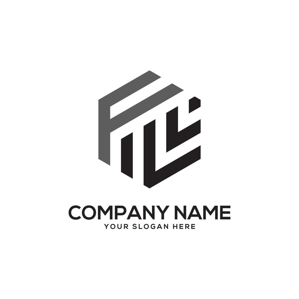 monogram fl eerste brief logo inspiratie, f en l combinatie logo vector met zeshoekig idee