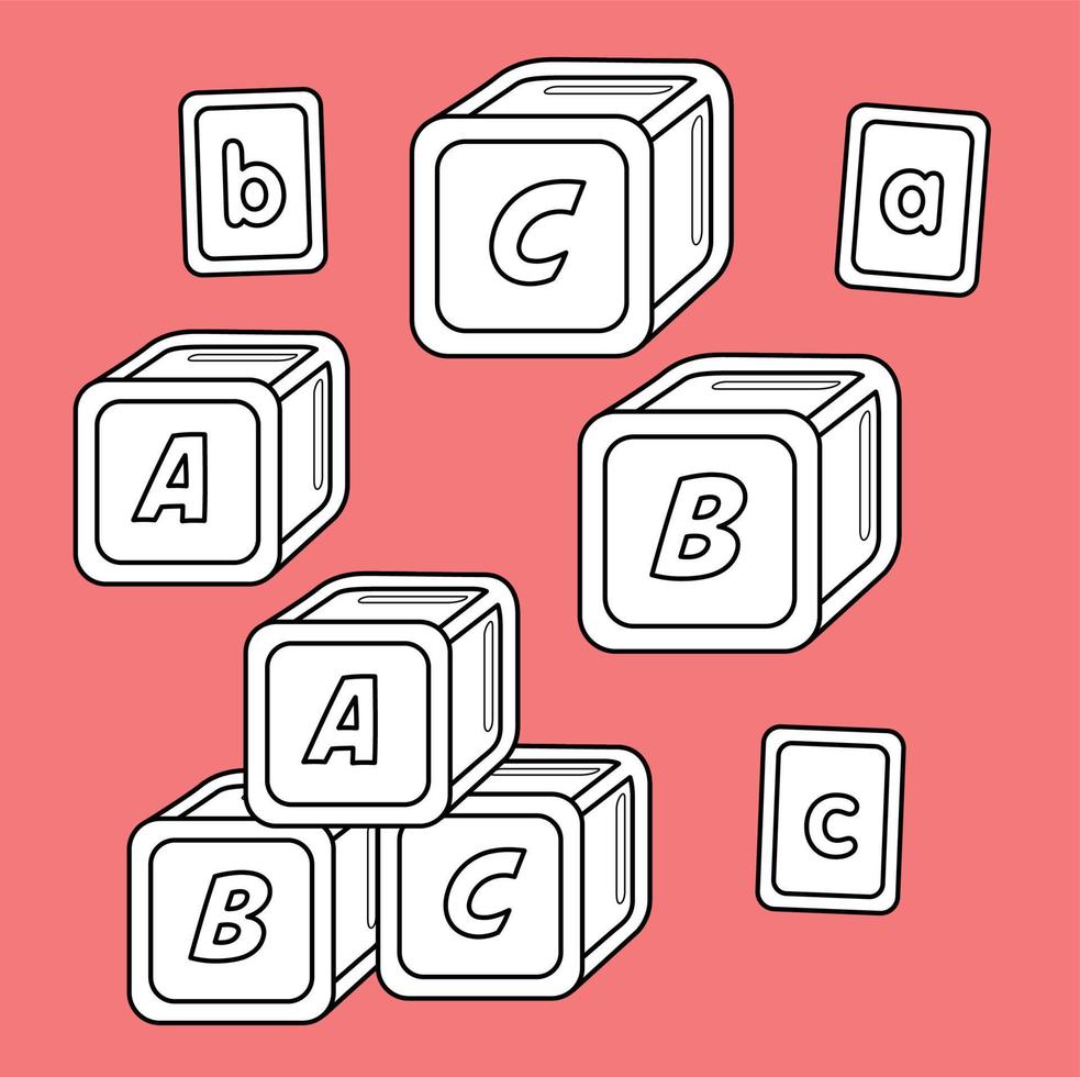 alfabet blok baby speelgoed digitaal postzegel vector