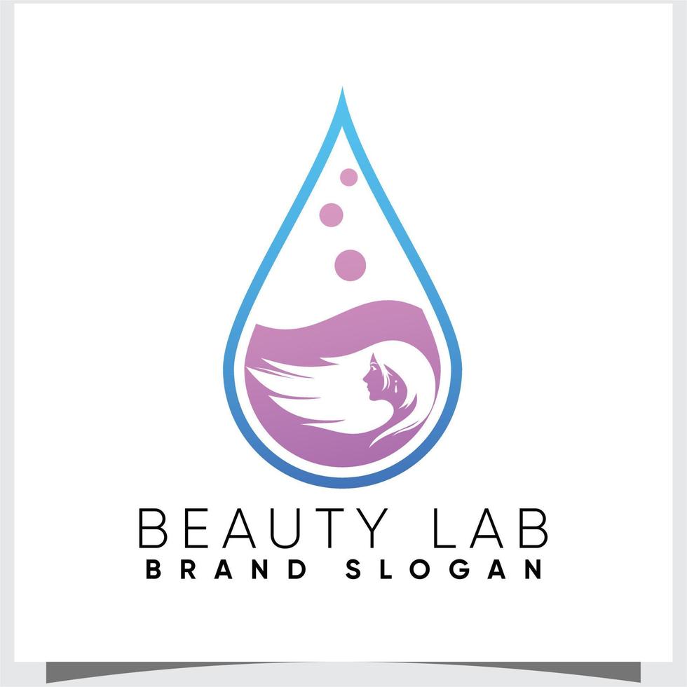 schoonheid vrouw laboratorium logo met creatief concept en ontwerp premie vector
