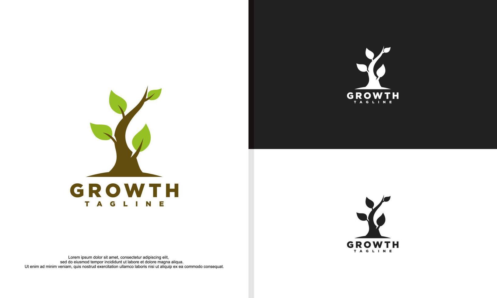 groei bladeren logo ontwerp vector illustratie