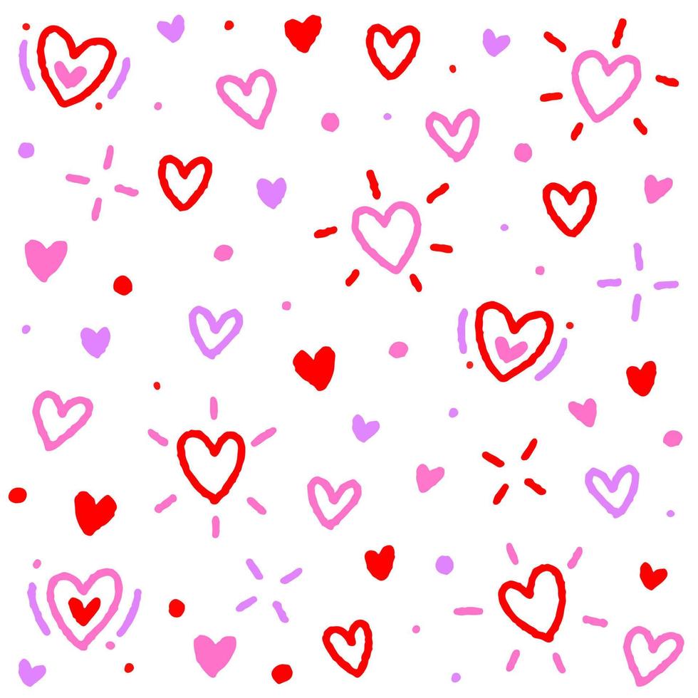 schattig confetti valentijnsdag dag roze rood hart liefde romantisch bestrooi fonkeling ditsy schijnen klein stip punt abstract hand- tekening tekenfilm kleurrijk pastel naadloos patroon achtergrond voor bruiloft ceremonie vector