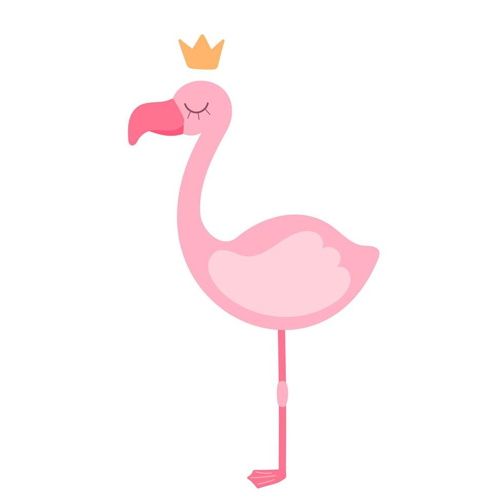 vector illustratie van een mooi roze flamingo koningin met een kroon. modieus ontwerp.