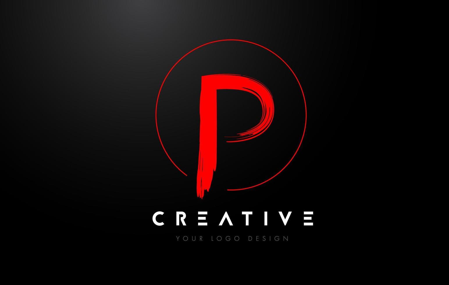 rood p borstel brief logo ontwerp. artistiek handgeschreven brieven logo concept. vector