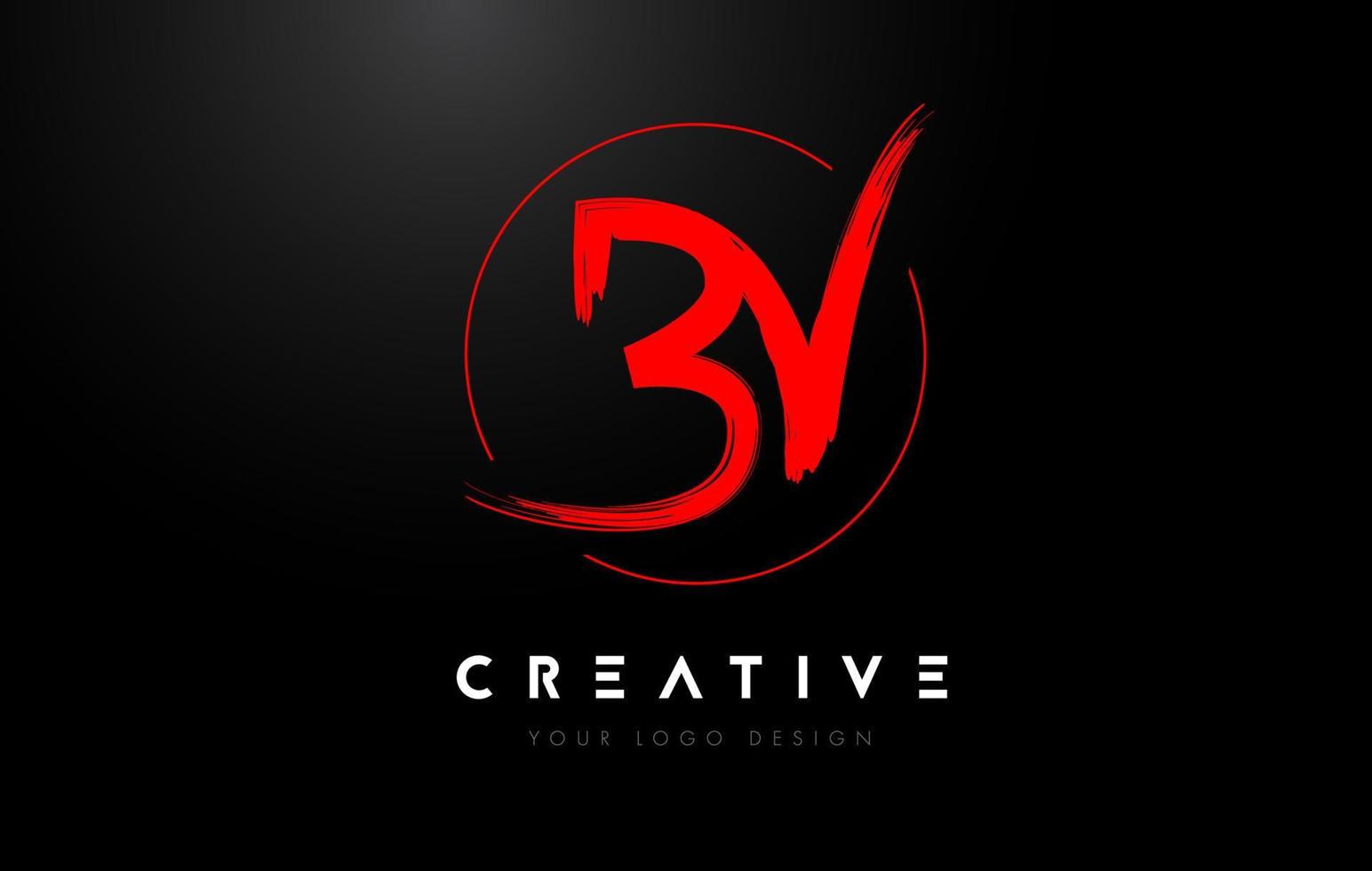 rood bv borstel brief logo ontwerp. artistiek handgeschreven brieven logo concept. vector