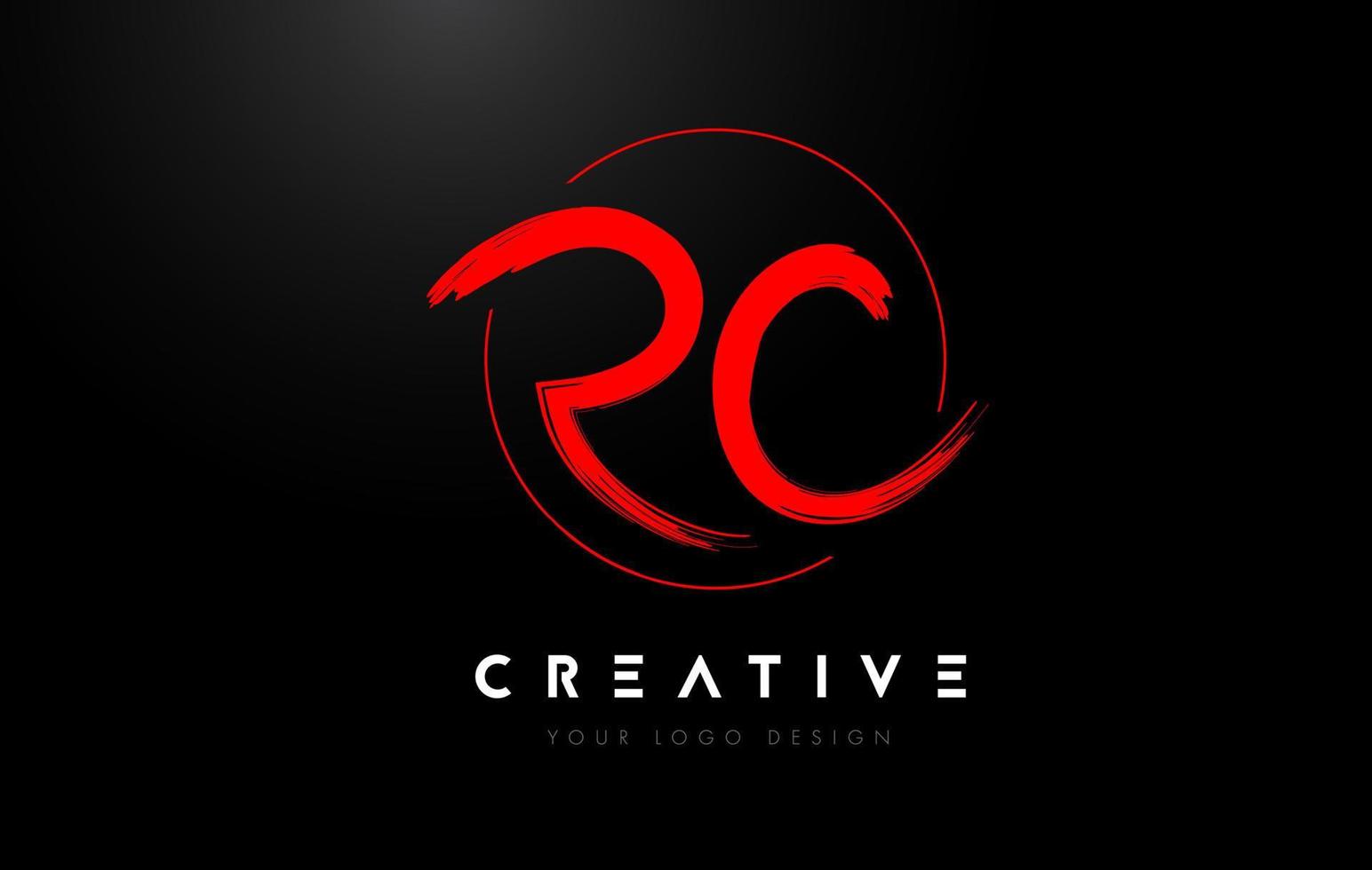 rood rc borstel brief logo ontwerp. artistiek handgeschreven brieven logo concept. vector