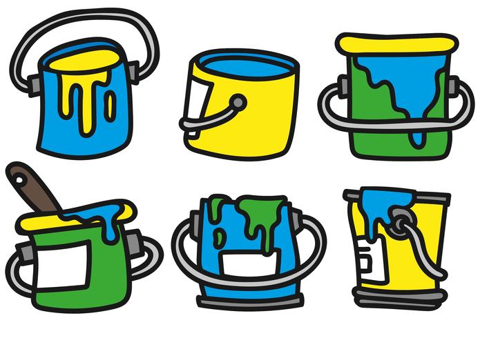 Vector verf Pot Icon Set