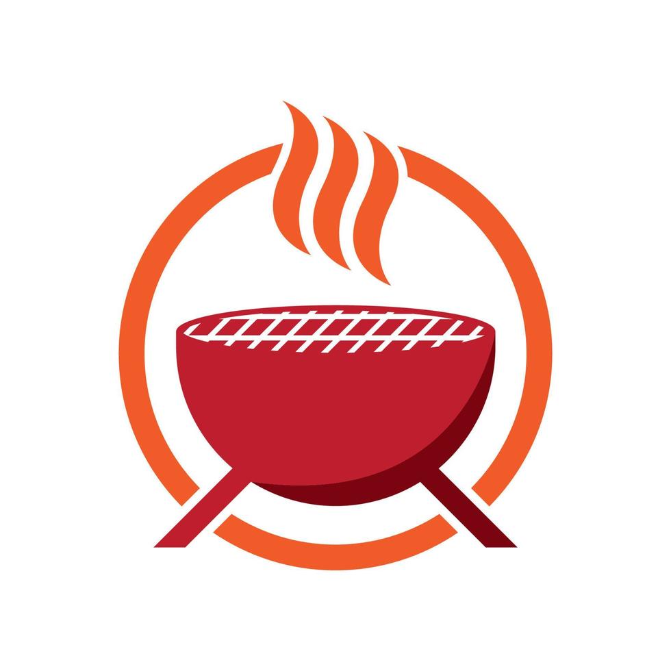 bbq rooster gemakkelijk en symbool icoon met rook of stoom- logo vector